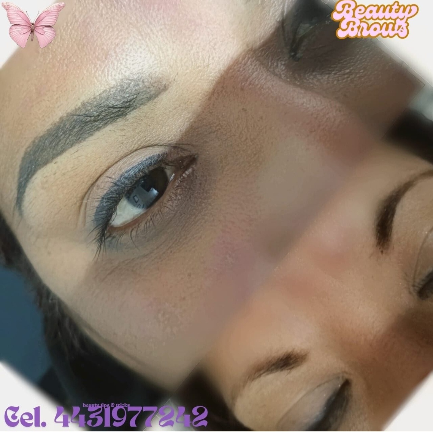 Antes y después de micropigmentación de cejas — Beauty Brows by Cindy Argueta, Temascalcingo